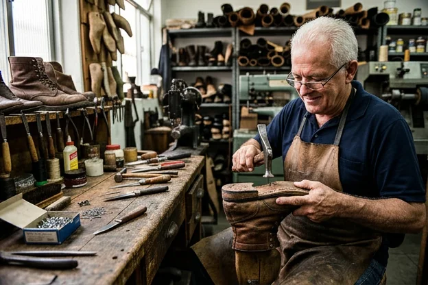 Profissional ajustando uma bota em Americana.
