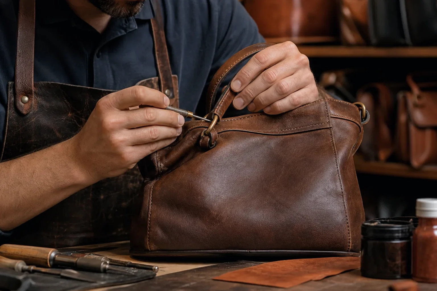 Serviço reforma de bolsas de couro de O Polo Sapateiro Americana em Americana